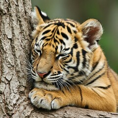 Obraz premium Striking Tiger Cub Portrait