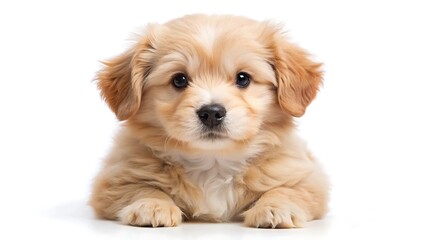 Obraz premium Cute fluffy puppy isolated on white background