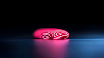 Glowing Red Fingerprint on Dark Blue Reflective Surface