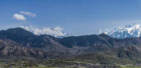 panorama of the mountains in winter