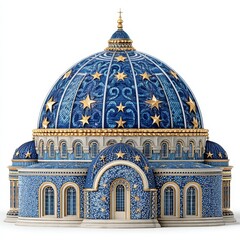 Obraz premium Blue and Gold Starry Dome Building Digital Illustration
