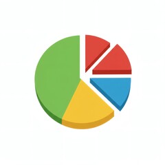 Bright Colorful Pie Chart Icon Flat Illustration Vector Art Design