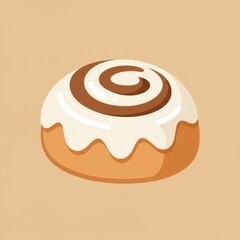 Minimal Brown Cinnamon Roll Icon Flat Illustration Art Vector Design