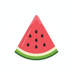 Watermelon Slice With Black Seeds Icon Flat Vector Illustration