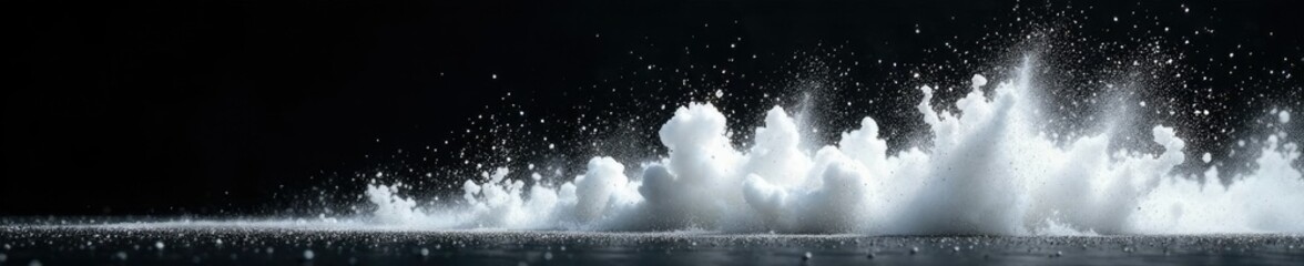Obraz premium White dust splashes against the dark background, dusty fragments, explosive dust