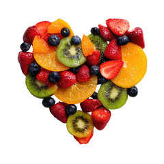 Obraz premium Heart made of assorted sliced fruits arranged in a vibrant composition