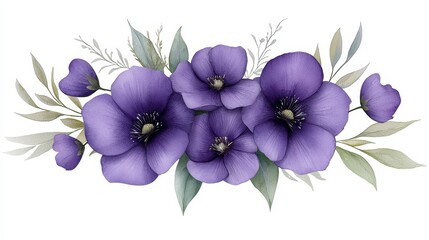 Fototapeta premium Elegant purple flowers on pristine white background stunning floral display