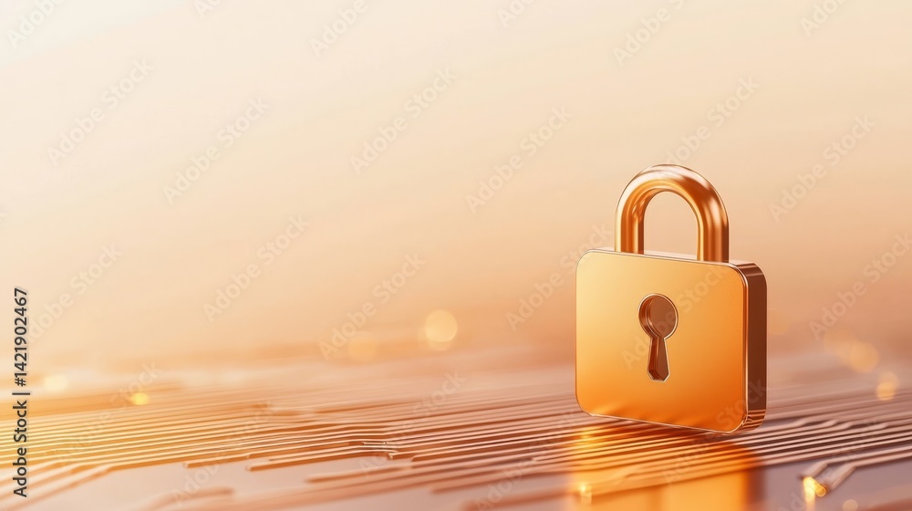 Poster enhanced cybersecurity padlock on circuit board symbolizing digital data protection and network secu