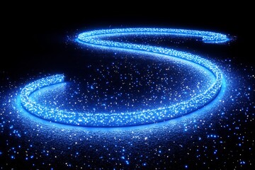 Abstract figure skating scene trails of light forming graceful arcs on a dark rink