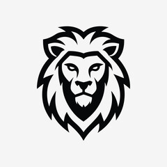 monoline fierce lion mascot logo icon vector art illustration