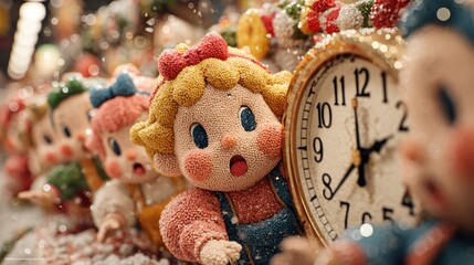 Festive figurines and clock