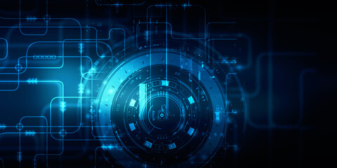 2d illustration Abstract futuristic electronic circuit technology background