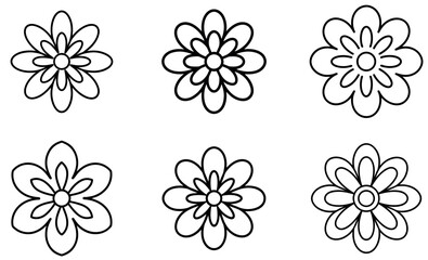 Hand-Drawn Floral Vector Icons Set – Abstract Flower Outline Clipart Collection