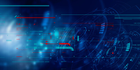 Fototapeta premium 2d illustration Abstract futuristic electronic circuit technology background