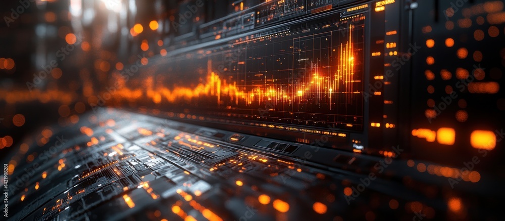 Poster futuristic technology interface: digital data visualization