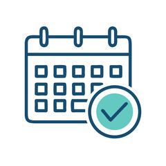 Calendar with Checkmark Icon Representing Approved Event