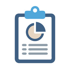 Obraz premium Clipboard with Pie Chart Icon Representing Task Analytics and Performance Tracking