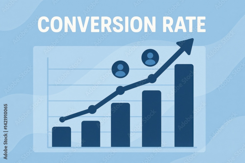 Aufkleber a visually appealing infographic showcasing the conversion rate with an upward trend in a graph form