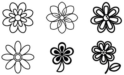 Hand-Drawn Floral Vector Icons Set &ndash; Abstract Flower Outline Clipart Collection