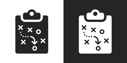 Strategy plan, Tactics clipboard, game play diagram vector symbol icon