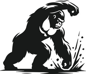 Angry gorilla vector silhouette