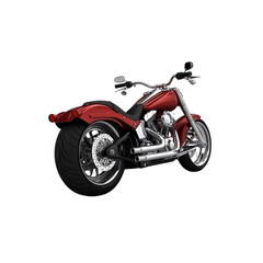 Obraz premium Red Custom Motorcycle Rear View - Powerful Chrome and Red Cruiser Bike