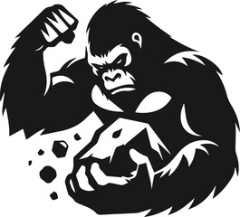 Angry gorilla vector silhouette