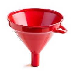 Plastic funnel with red color isolated on white background
