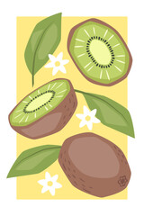 Vector fruit poster with kiwi