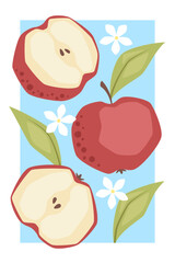 Vector fruit poster with apple