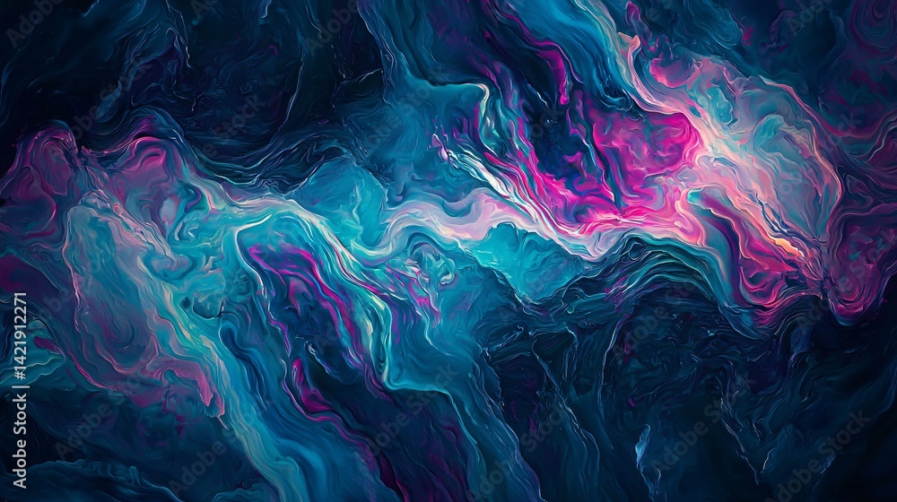 Aufkleber vivid and colorful abstract painting with surreal dreamlike elements featuring pulsating energy wave