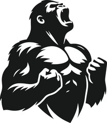 Angry gorilla vector silhouette