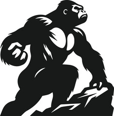 Angry gorilla vector silhouette