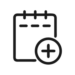 Fototapeta premium Notepad with Plus Icon Representing Add New Task and Note Creation