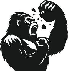 Angry gorilla vector silhouette