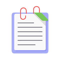 Note with Paperclip Icon Representing Attached Document and Office Reminder