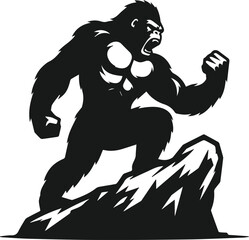 Angry gorilla vector silhouette