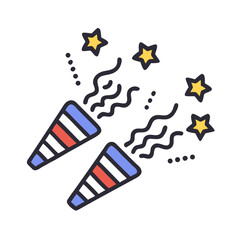 Party Poppers Icon Representing Event Celebration and Festive Fun