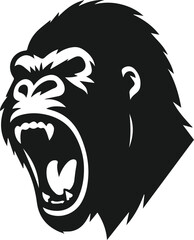 Angry gorilla vector silhouette