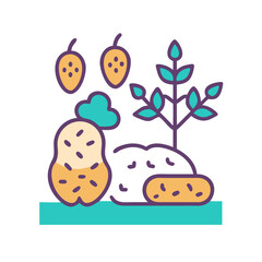 Potato Harvest Icon Representing Root Crop Farming and Agricultural Produce