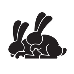 Obraz premium Rabbit Vector Art Black White in Illustration Outline Art