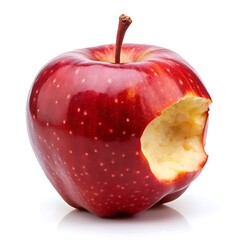 Red apple around full side bites isolated on white background