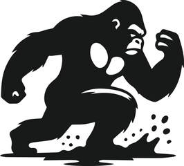Angry gorilla vector silhouette