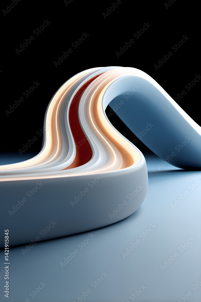 Poster abstract flowing layers of colorful material with bright glow of futuristic presentation template. m