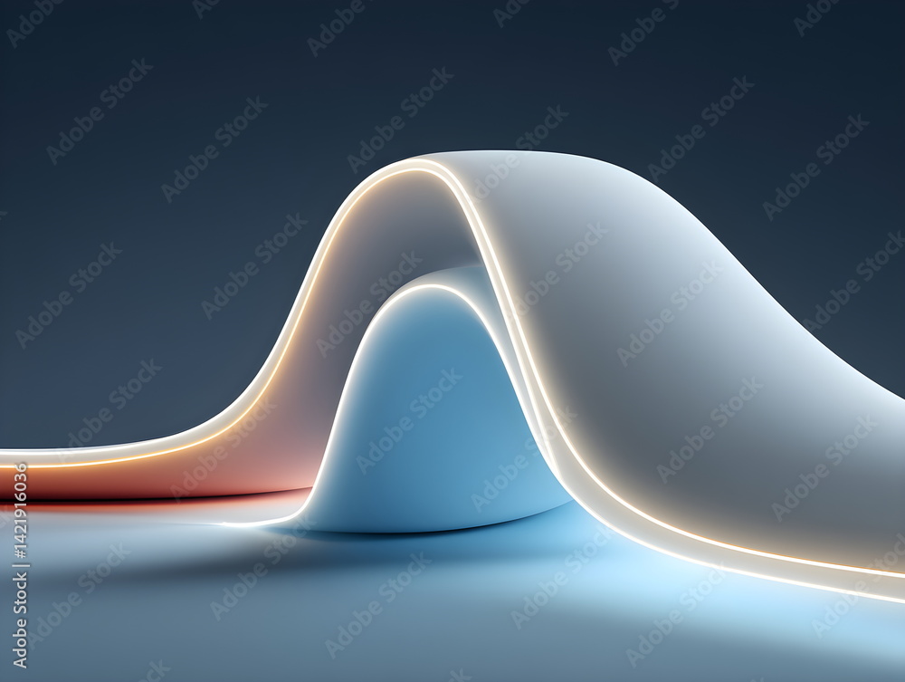 Poster abstract flowing layers of colorful material with bright glow of futuristic presentation template. m