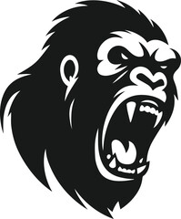 Angry gorilla vector silhouette