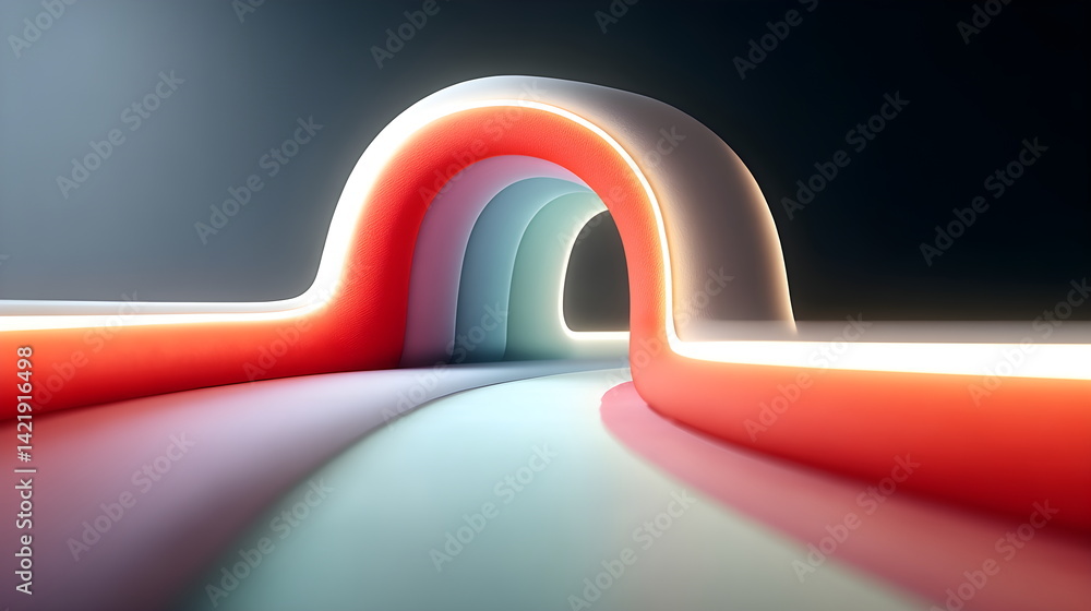 Poster abstract flowing layers of colorful material with bright glow of futuristic presentation template. m