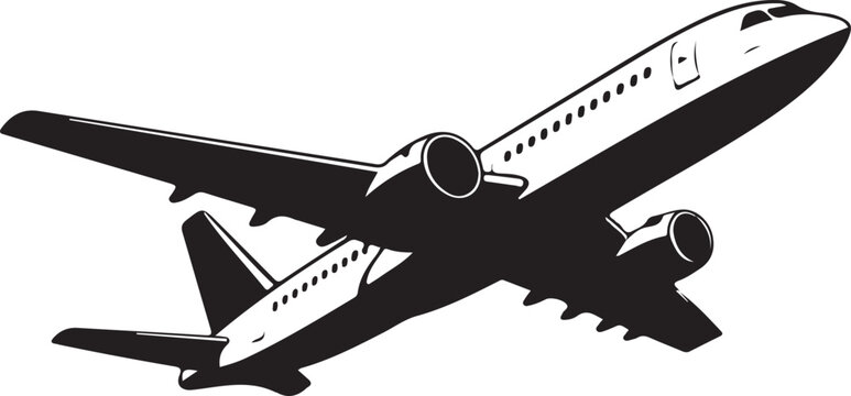 Airplane passenger travel silhouette icon. Aeroplane vector icon aircraft isolated symbol shape