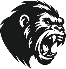 Angry gorilla vector silhouette