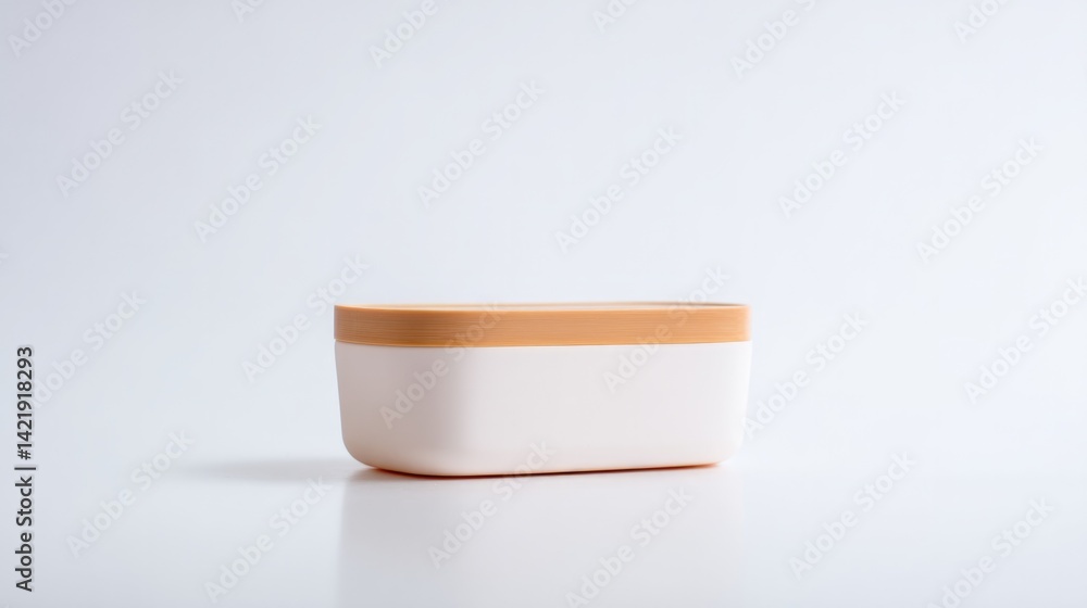 Aufkleber minimalistic lunch box isolated on pristine white background ample copy space for your text or desig